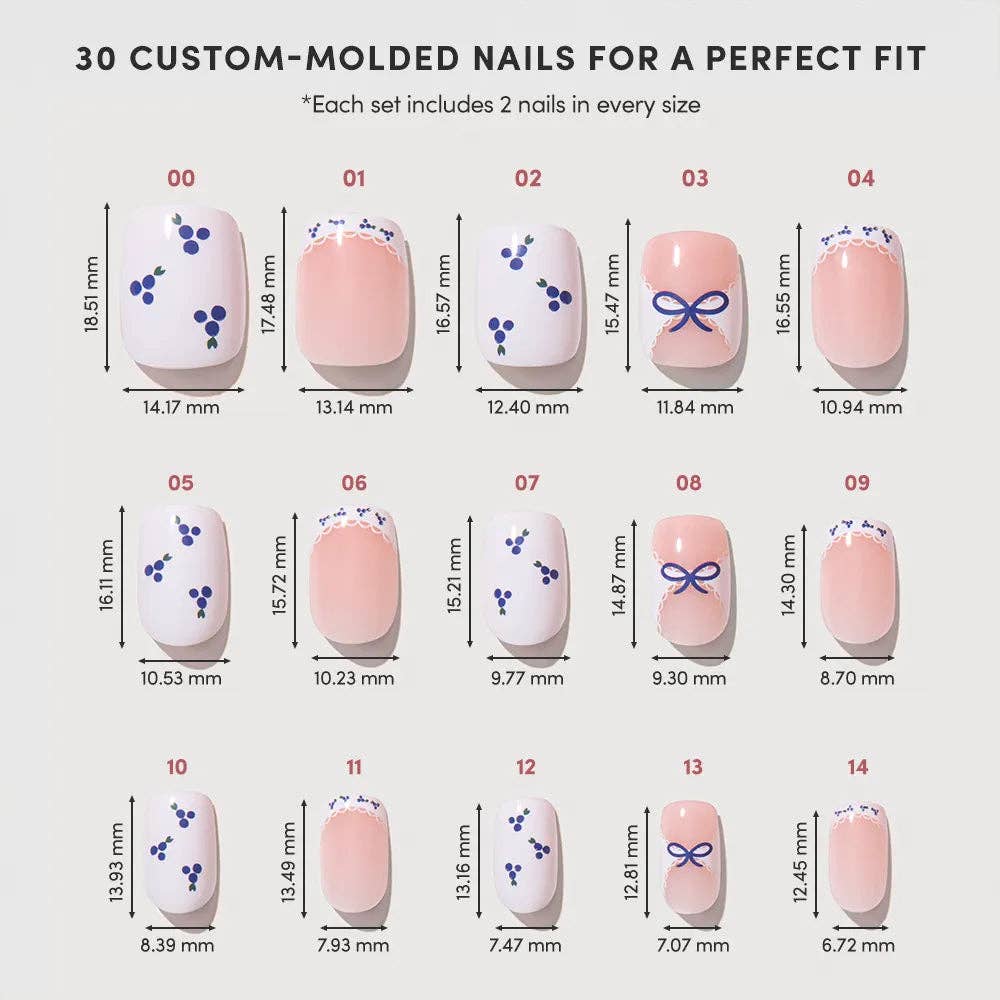 Blue A Kiss Press-On Nails | Short Squoval Valentine Ribbons
