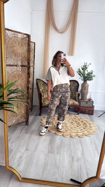Gone Rouge Camo Washed Barrel Jeans