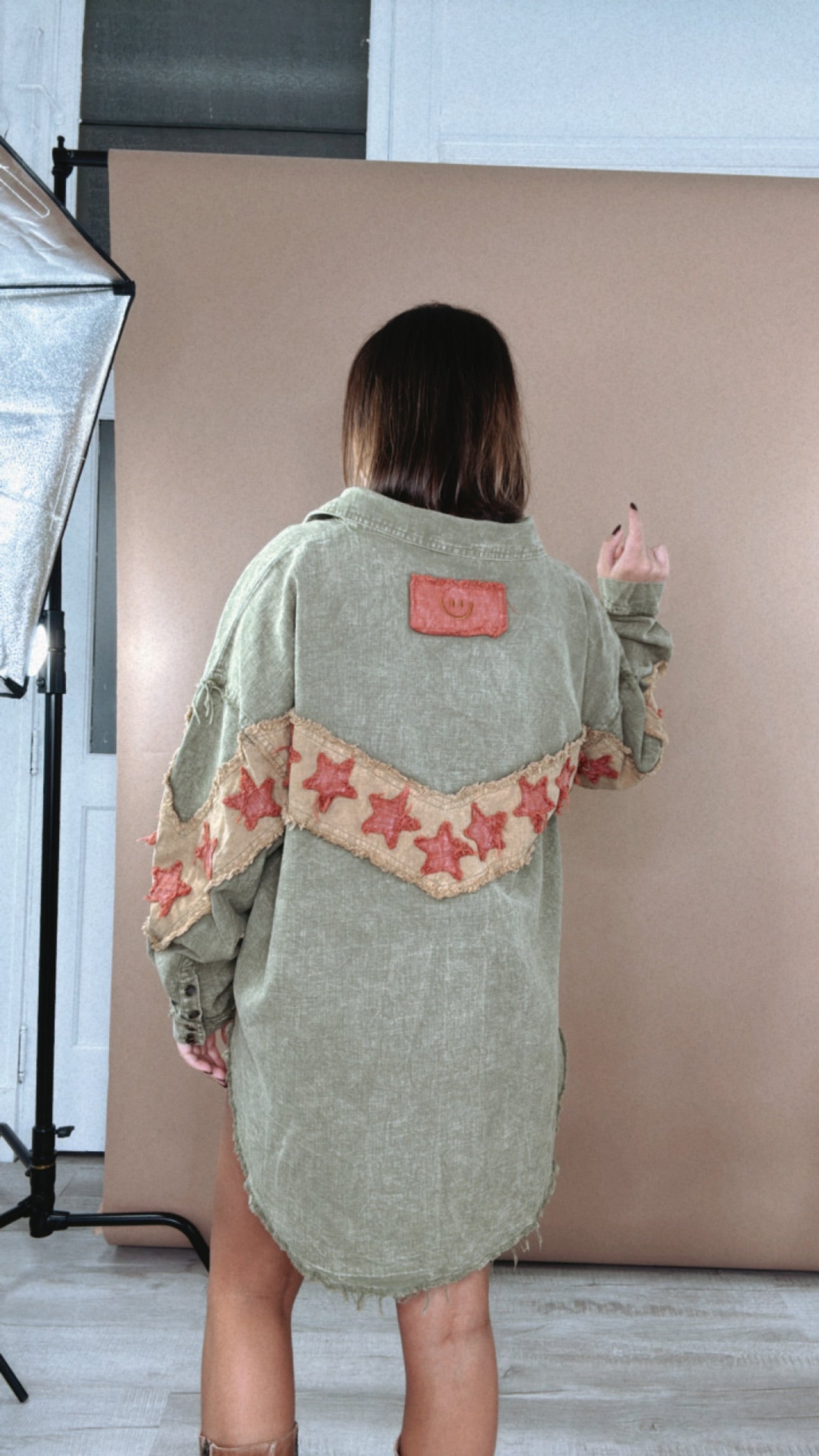 All The Stars Washed Button Down Top, Olive