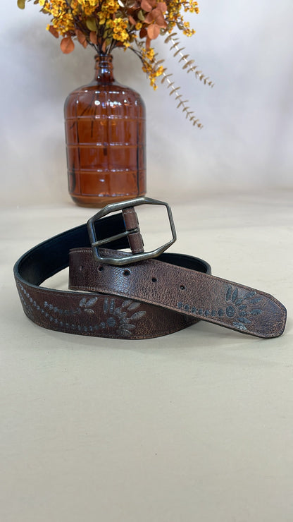 Bedstu Mohawk Leather Belt, Teak Rustic