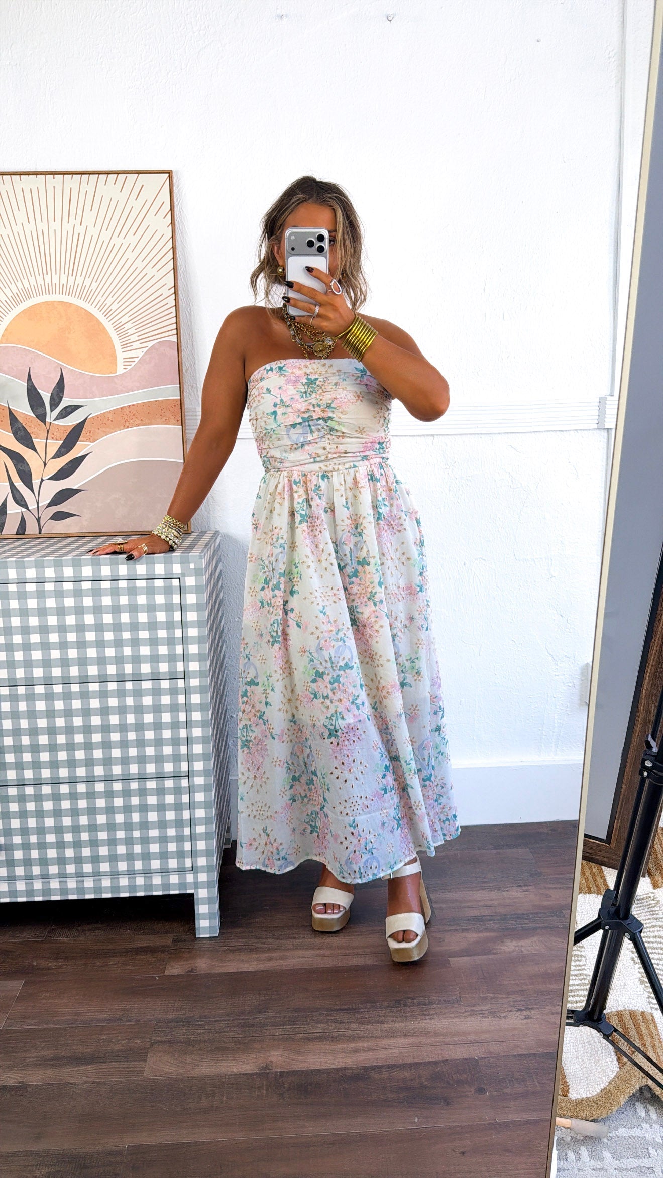 Blooming Springs Tube Top Midi Dress, Multi