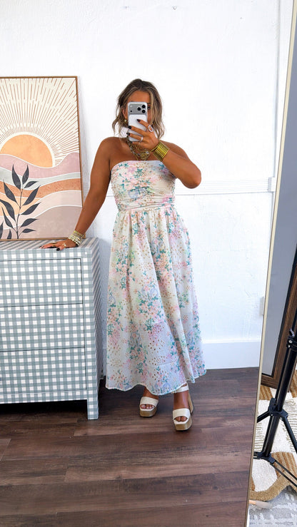 Blooming Springs Tube Top Midi Dress, Multi