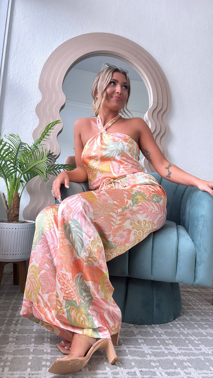 Isla Bloom Haltered Two Piece Set, Apricot Multi