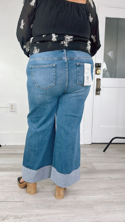 Kendal Distressed Cuff High Rise Denim , RISEN