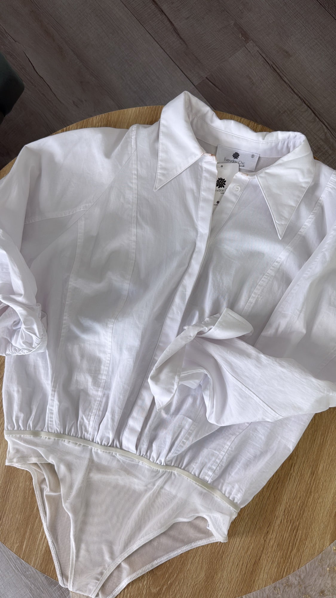 Lightweight Button Up Bodysuit, White
