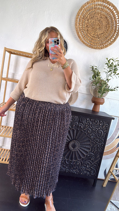 Meadow Knit 3/4 Sleeve Top, Taupe