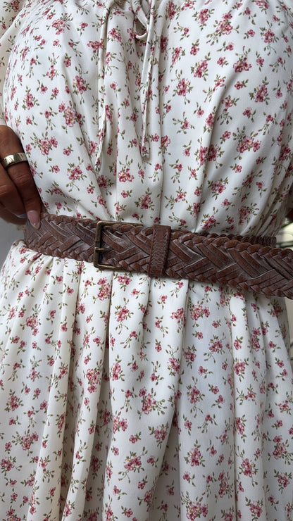 BedStu Proem Leather Belt, Tan Rustic White