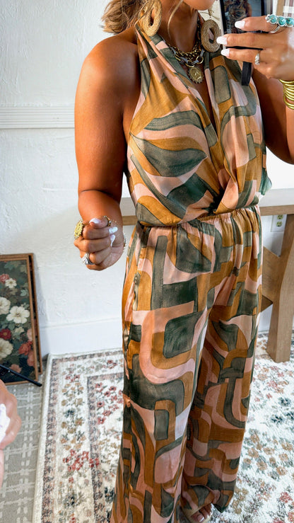 Abstract Beauty Jumpsuit, Blushed Stone