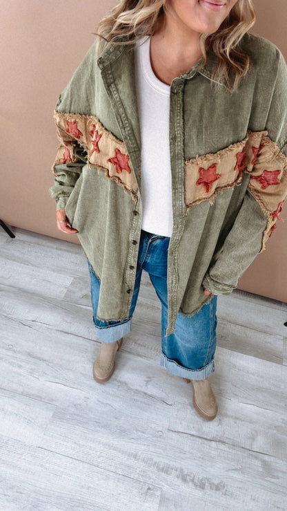 All The Stars Washed Button Down Top, Olive