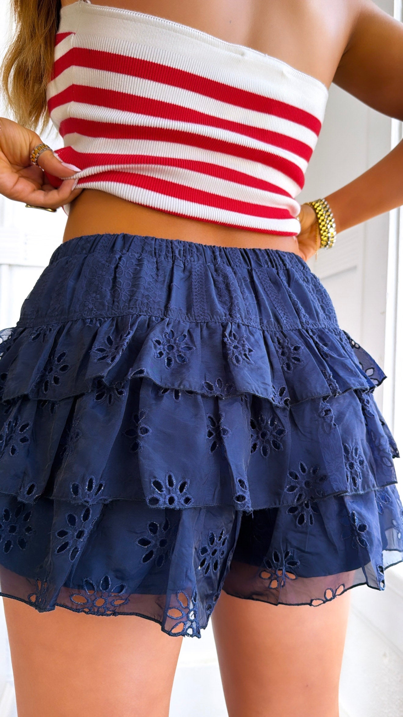 Little Tulip Eyelet Skort, Navy