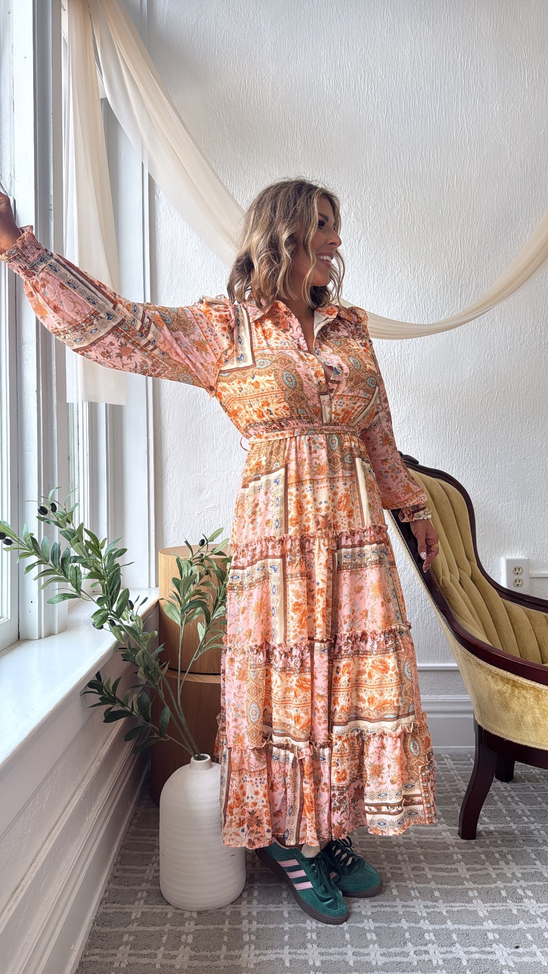 Golden Hour Button Down Midi Dress