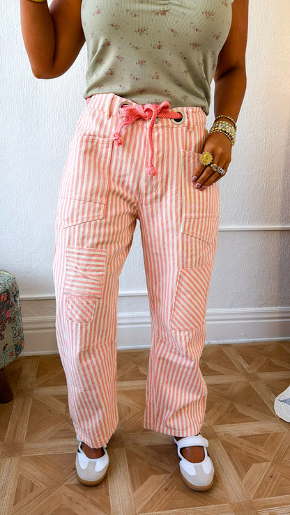 Dune Twill Barrel Pant, Coral Peach