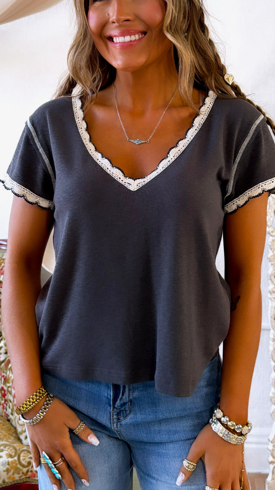 Fresh Market Basic Tee, Charcoal