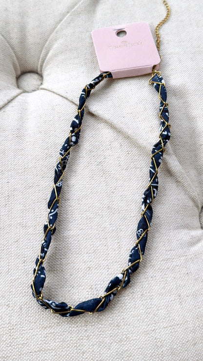 Bandana Twist Necklace, Black