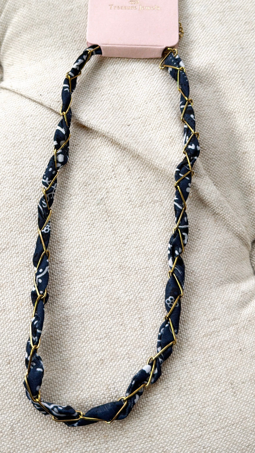 Bandana Twist Necklace, Black