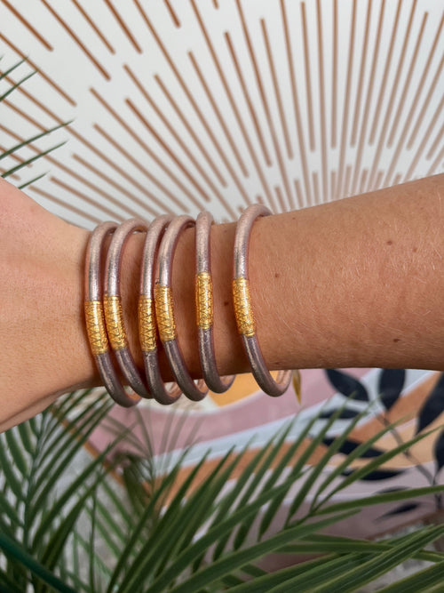 BuDhaGirl: Champagne All Weather Bangle (Set of 6)- Serenity Prayer