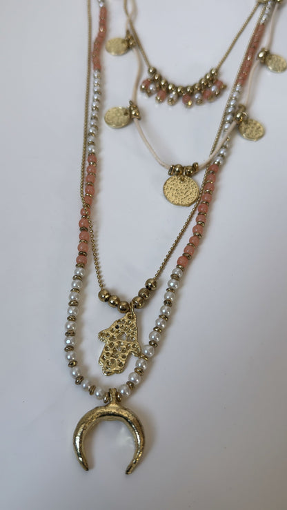 Poem Song Necklace, Coral/Pearl