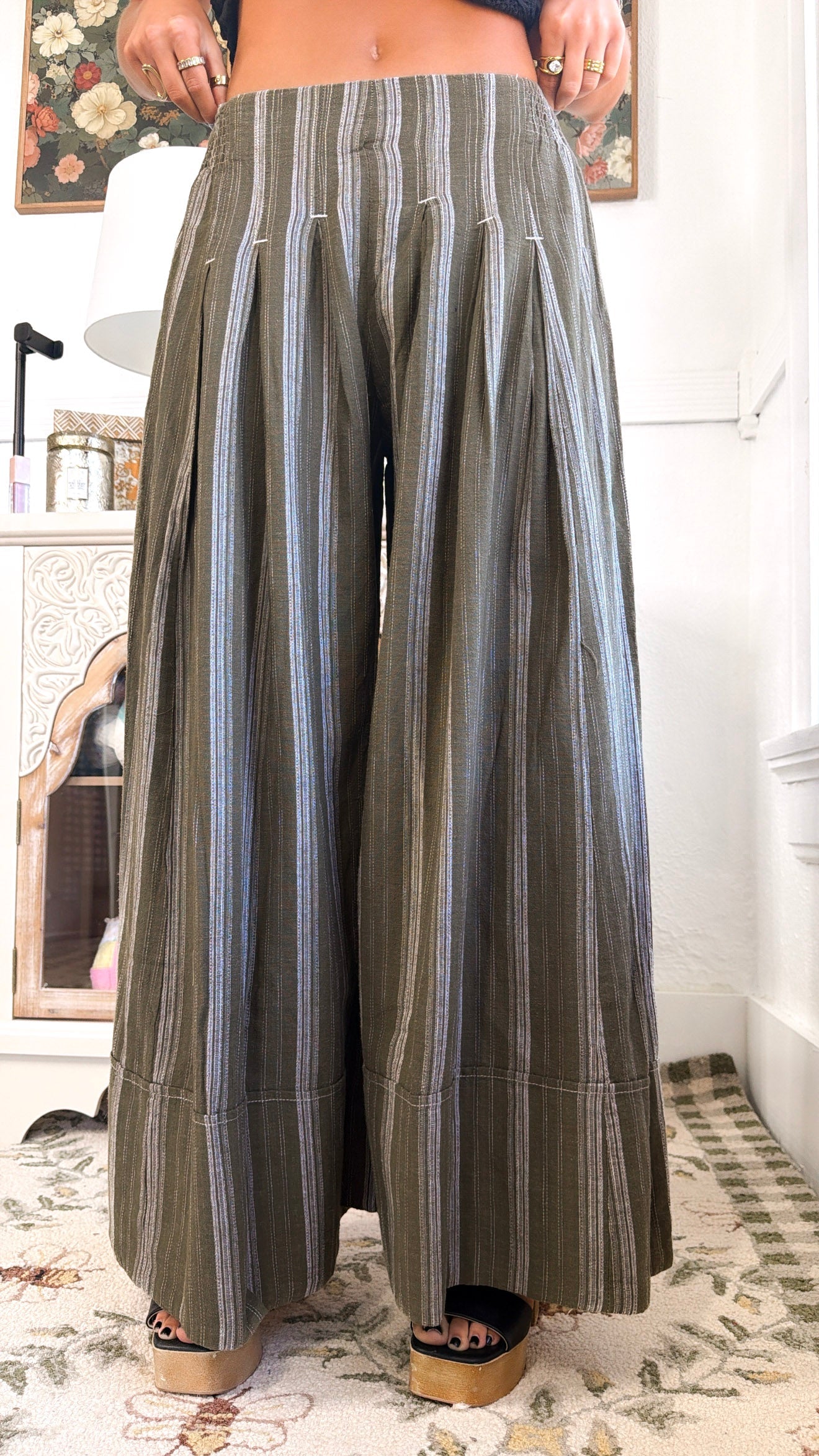 Flow State Striped Pant, Olive/White