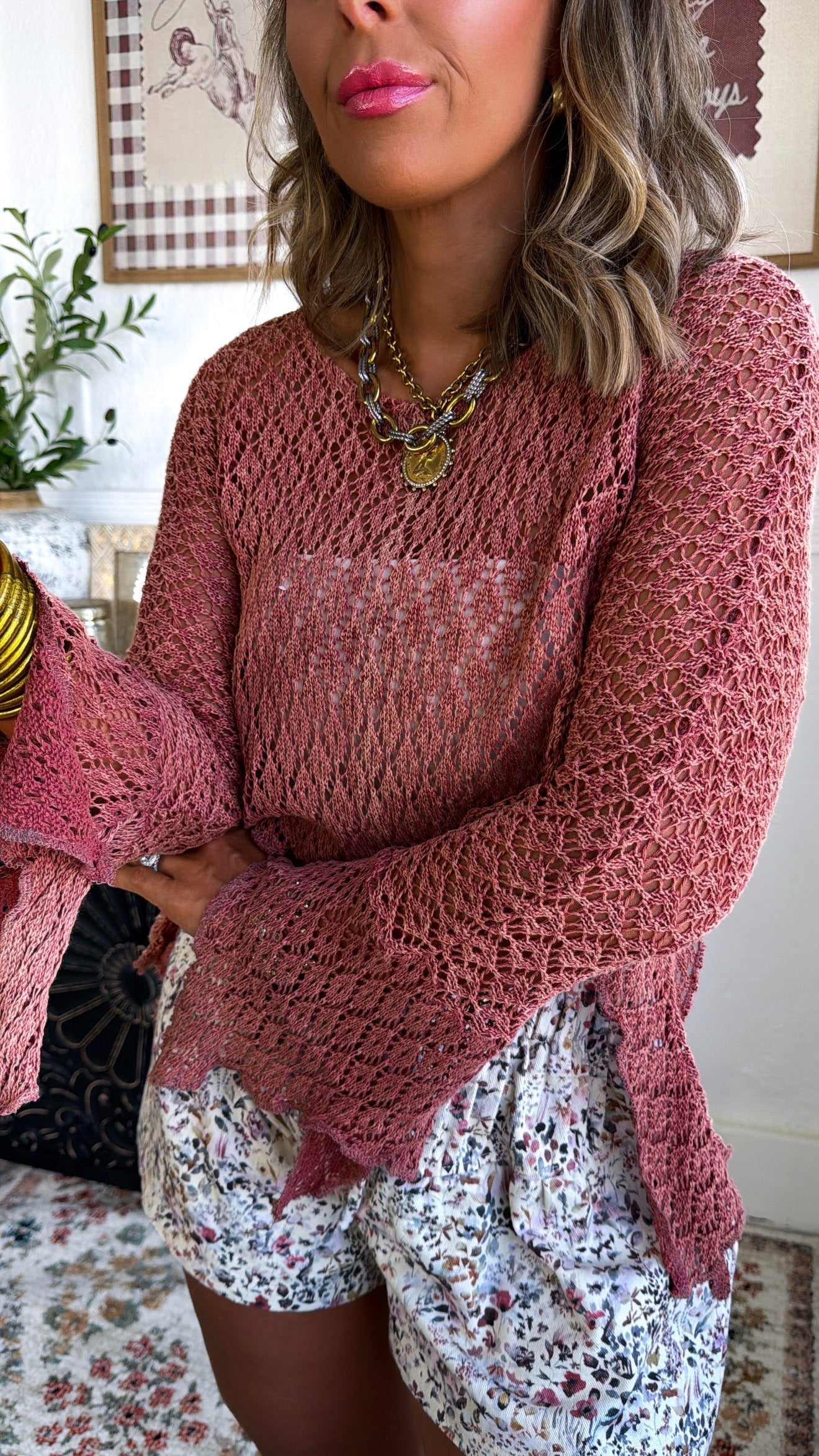 Free Spirit Crochet Top, Brick
