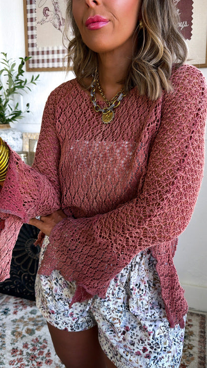 Free Spirit Crochet Top, Brick