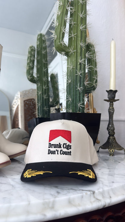 Drunk Cigs Don't Count Ball Cap, Black/Natural