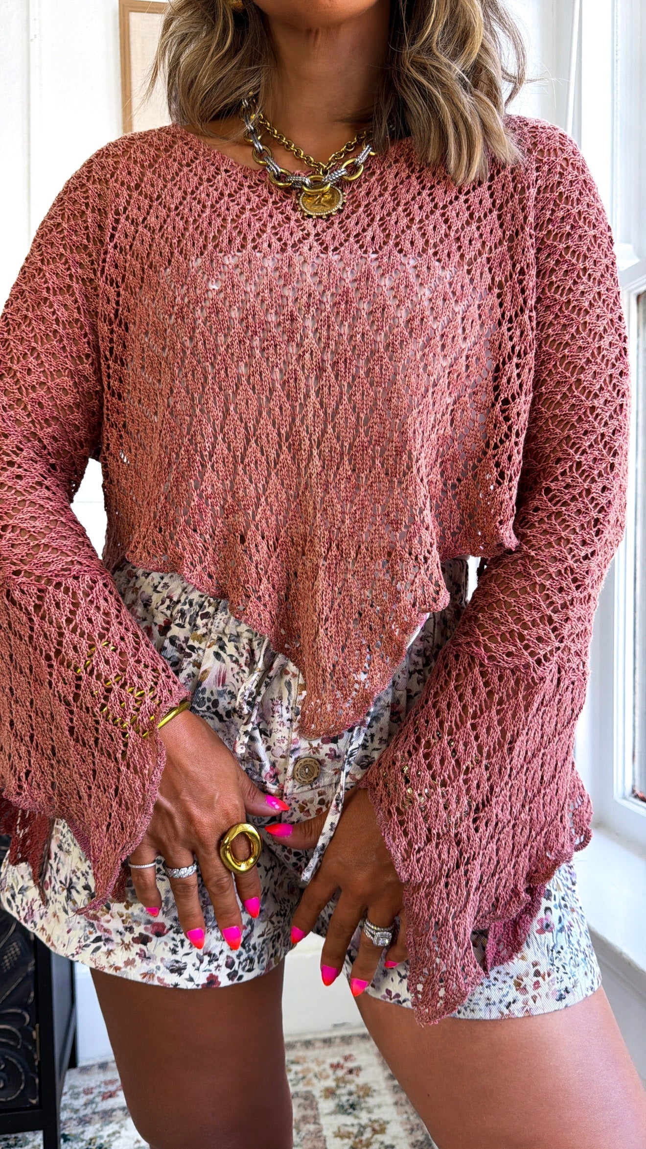Free Spirit Crochet Top, Brick