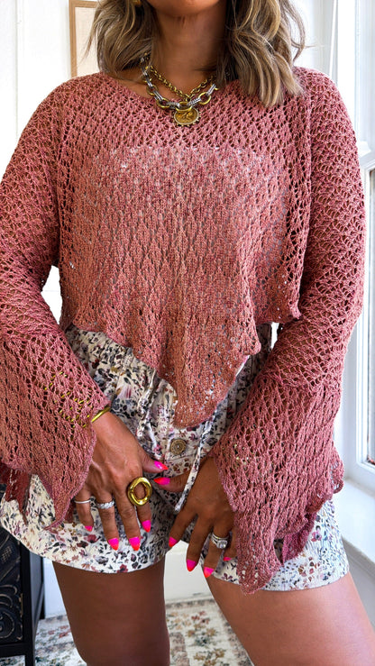 Free Spirit Crochet Top, Brick