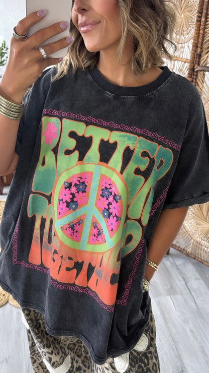Peace & Better Together Graphic Tee, DK. Grey