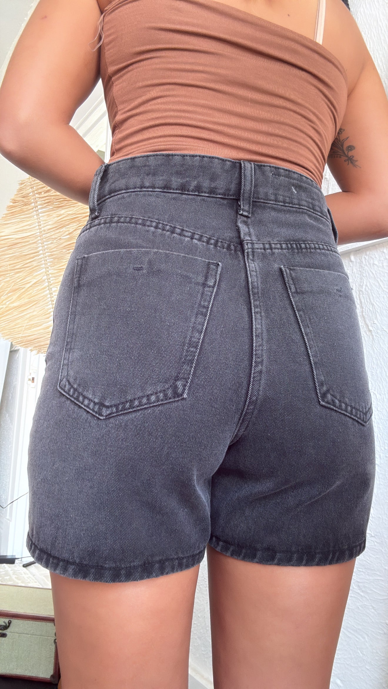 Daily Wear Denim Mom Shorts, Black