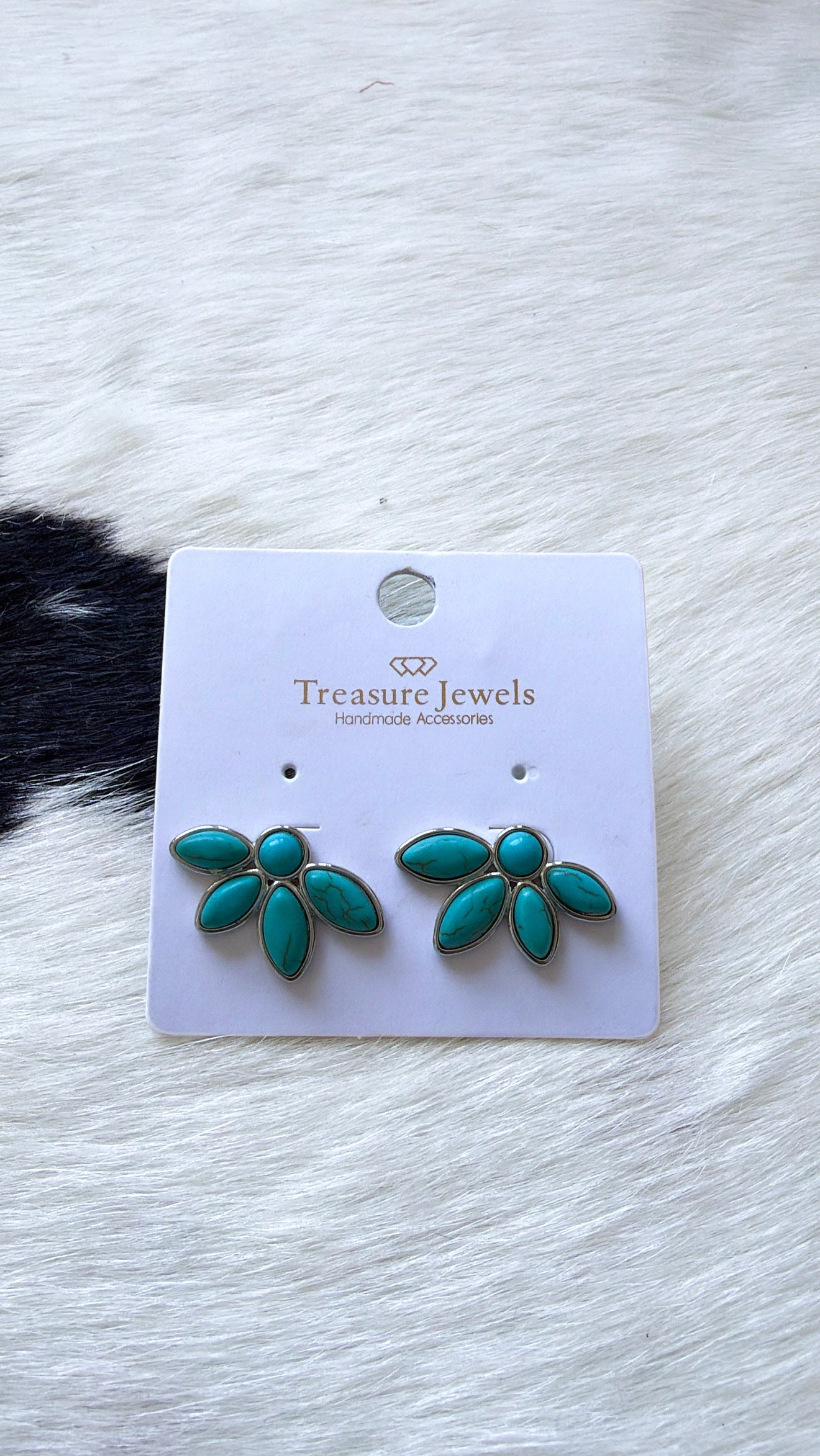 Half Turquoise Flower Silver