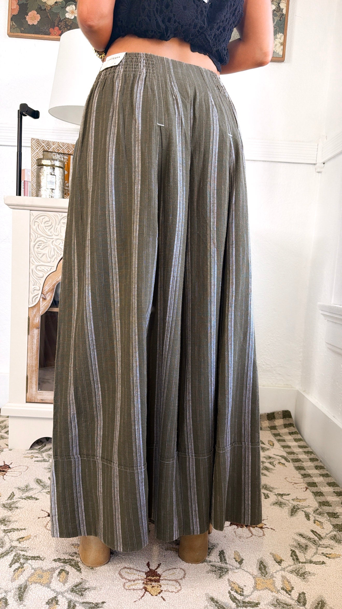 Flow State Striped Pant, Olive/White