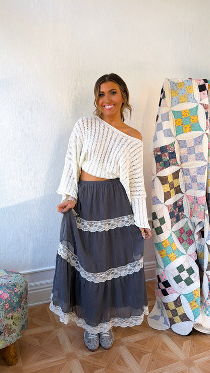 Luminous Sky Knit Sweater, Ivory