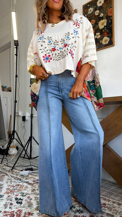 Dallas Wide Leg Denim, Light Wash