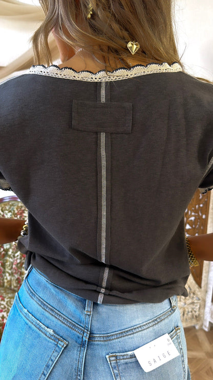 Fresh Market Basic Tee, Charcoal