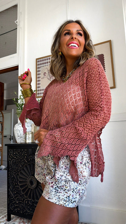 Free Spirit Crochet Top, Brick