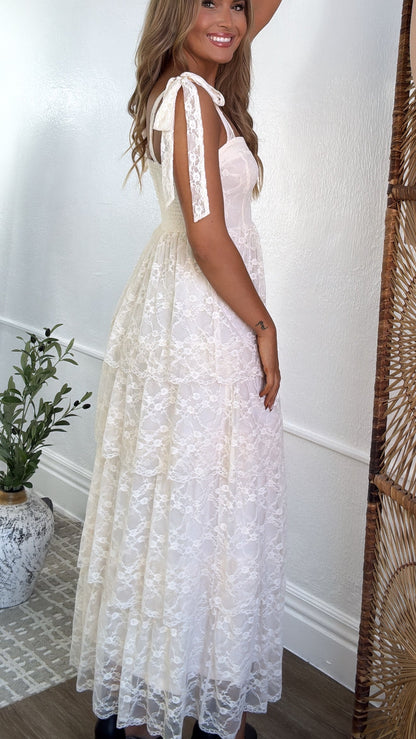 Penelope Floral Maxi Dress, Ivory Cream