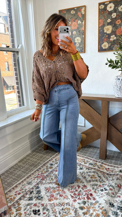 Driftwood Crochet Top, Powder Cocoa