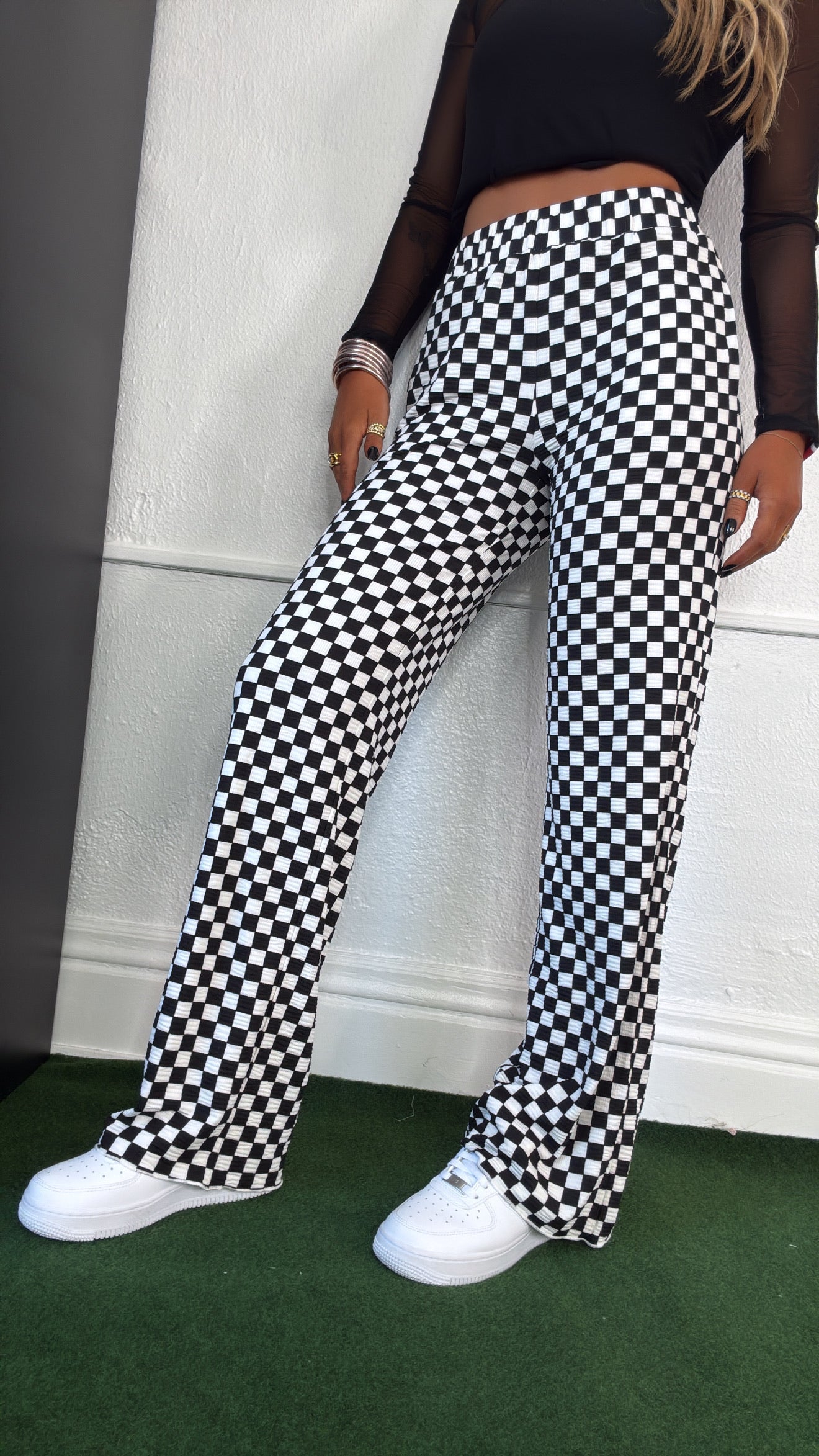 ECB Exclusive : Kickin' It Checkered Pant, White/Black