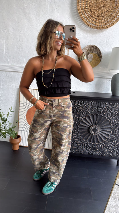 Gone Rouge Camo Washed Barrel Jeans
