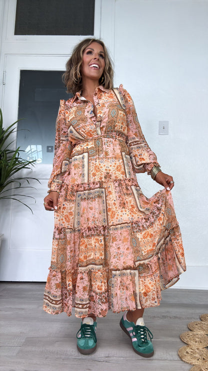 Golden Hour Button Down Midi Dress