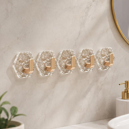 Heavy-Duty Plastic Self-Adhesive Hexagonal Ripple Hooks, Waterproof Rustproof Sticky Hooks for Bathroom, Kitchen, Easy-Install Home Organizer for Keys, Towels, Coats