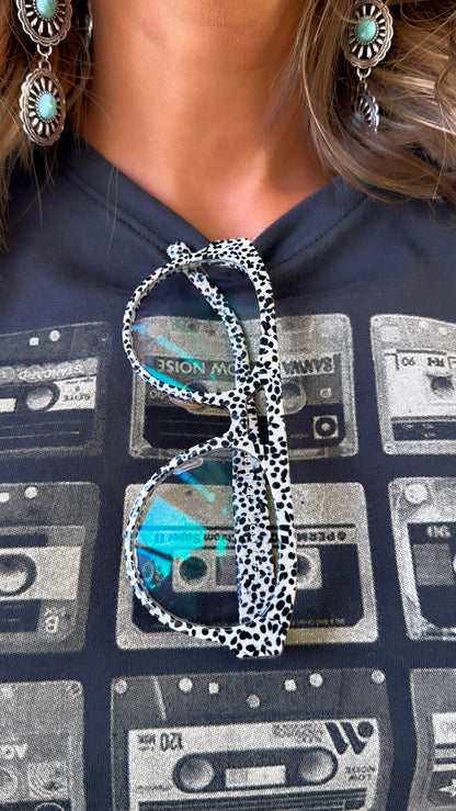 Midnight Confetti Glasses, Blue Light