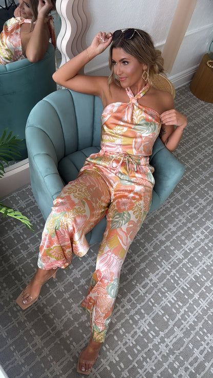 Isla Bloom Haltered Two Piece Set, Apricot Multi