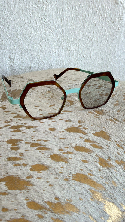 Collins Reading Glasses, Aqua/Havana