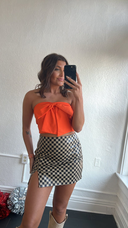 It Girl Bow Detail Tube Top, Orange