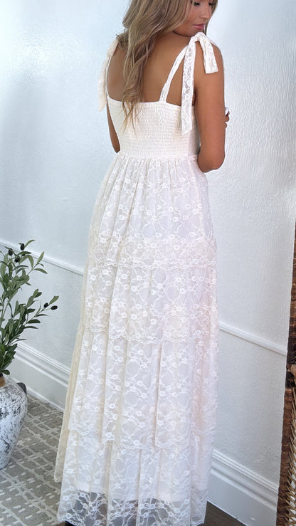 Penelope Floral Maxi Dress, Ivory Cream