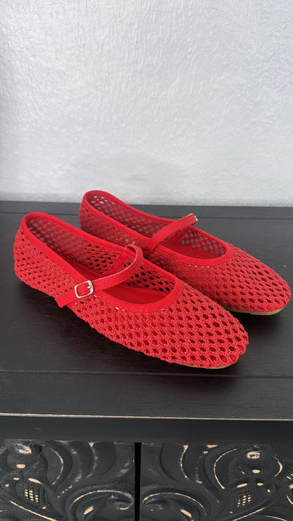 Dorothy Woven Ballet Flats, Red