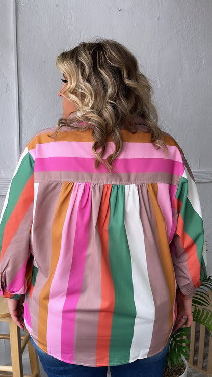 All Retro Multi Color Striped Top