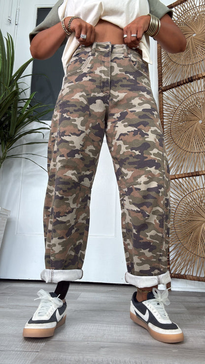 Gone Rouge Camo Washed Barrel Jeans