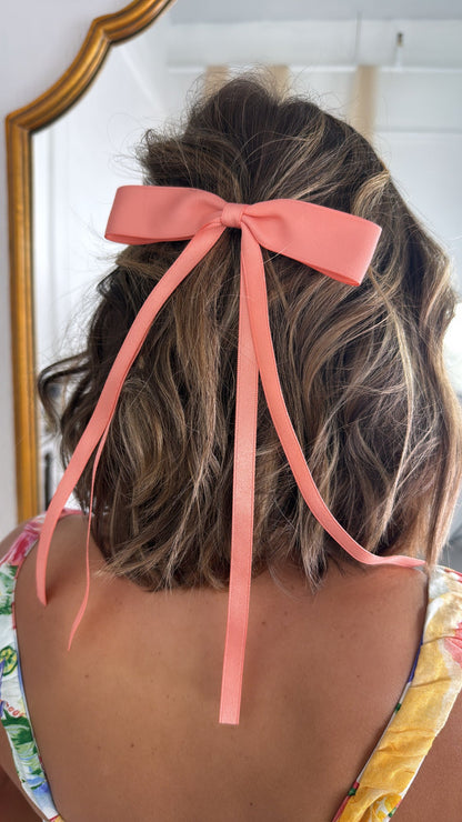 Dainty Bow Clip, Coral